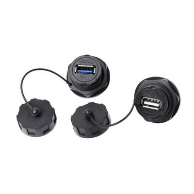 USB Female Socket Plug Panel Mount Adapter Waterproof Connec