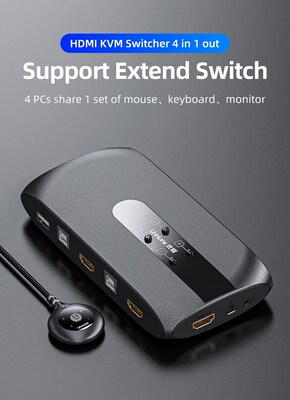 Unnlink 4 Ports 4K HDMI KVM Switch with Extender 1080P Share