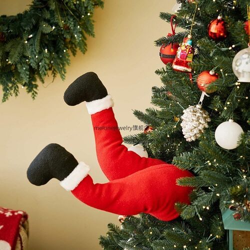 Santa Claus Legs Christmas ree Decoration Plush Door Decor S