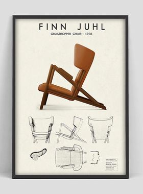 Finn Juhl Grasshopper Scandinavian Chair design Danish Furn