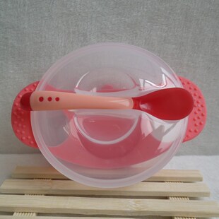 3 PC Bowl spoon lid Bowl Kid Dinnerware Dishes Spoon Baby Fo