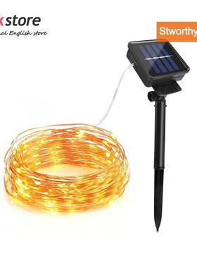 100/200leds led solar light fairy strip lamp 10m 20m outdoor