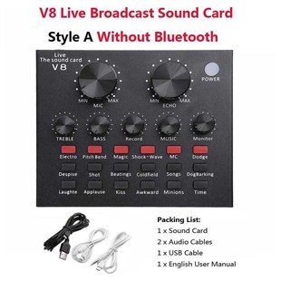 V8 Sound Card Audio SB 5.0 Headset Microphone Webcast Live S