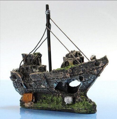 Sailing Boat Resin Wreck Aquarium Ornament Fish Tank Cave Su