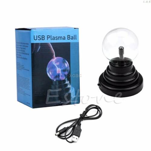 New USB Magic Black Base Glass Plasma Ball Sphere Lightning