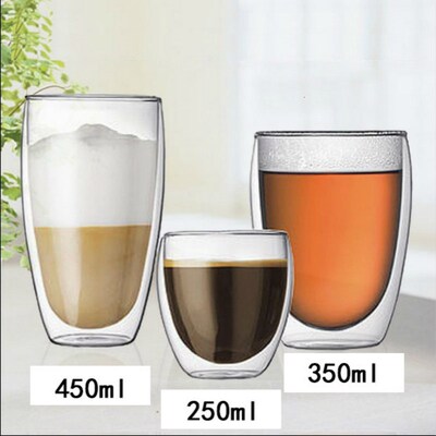Double Wall Glass  Shape Cappuccino Latte Coffee Mug Insulat