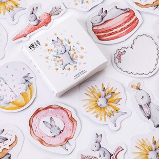 45pcs/pack Cute Cartoon Rabbit Stationery Sticker Self dhes