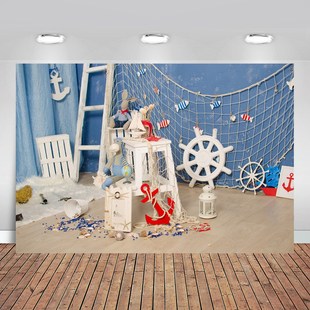 Net Anchor Shells Wooden Boards Scene Baby Party Photograph