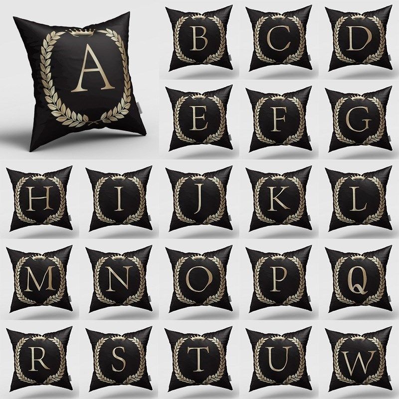 square black letters peach skin sofa pillowcase cushioncover