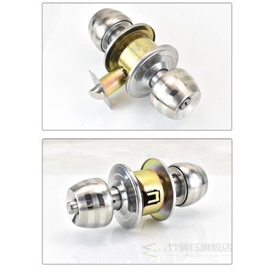 Round Door Handle Door Knobs Lock Stainless Steel Entrance P