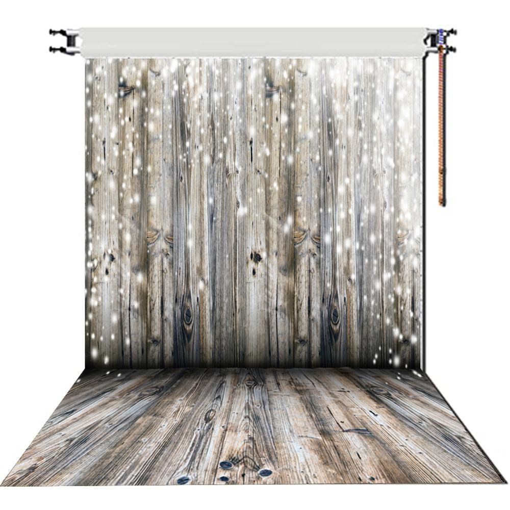 Planks Backdrop Silver Gray Wooden Board and Snowflake Part