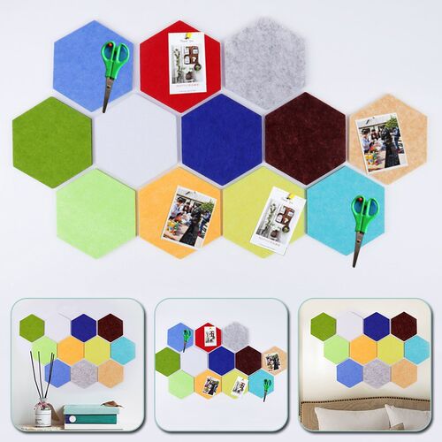 3D Hexagon Felt Pin Board Self Adhesive Bulletin Memo Photo