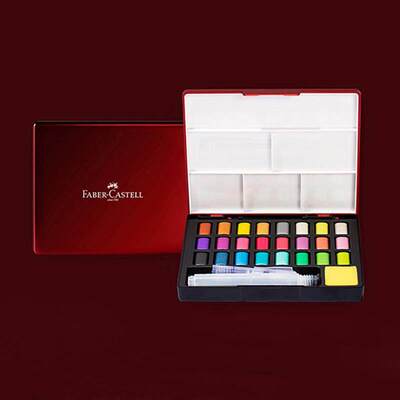 FABER CASTELL 24 Colors Solid Watercolor Paints With Brush P