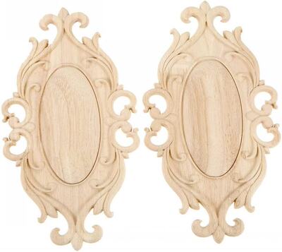 2/1 Pc Door Center Onlays Appliques Wood-Carved Decal for Ho