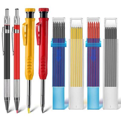 Solid Carpenter Pencil with Refill Leads and Built-in Sharpe