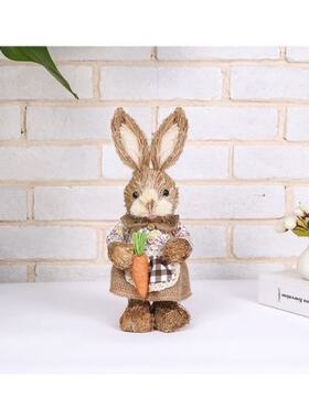 2021 Cute Straw Rabbit Bunny Easter Decorations Holiday Home