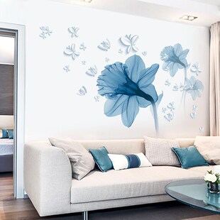 85*120cm Blue Flowers Wall Stickers on the Wall Living room