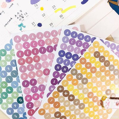 4Kinds Candy Color English Alphabet Number Sticker DIY scra
