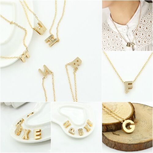 Hot Fashion Alphabet A-S Necklaces Letters Pendants Chain Go