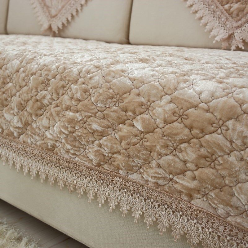 simple plush non-slip sofa cushion thick settee cover mat