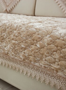 Simple plush non-slip sofa cushion thick settee cover mat