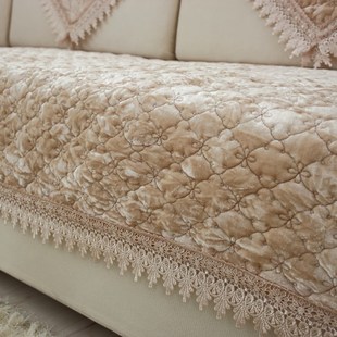 Simple plush non-slip sofa cushion thick settee cover mat