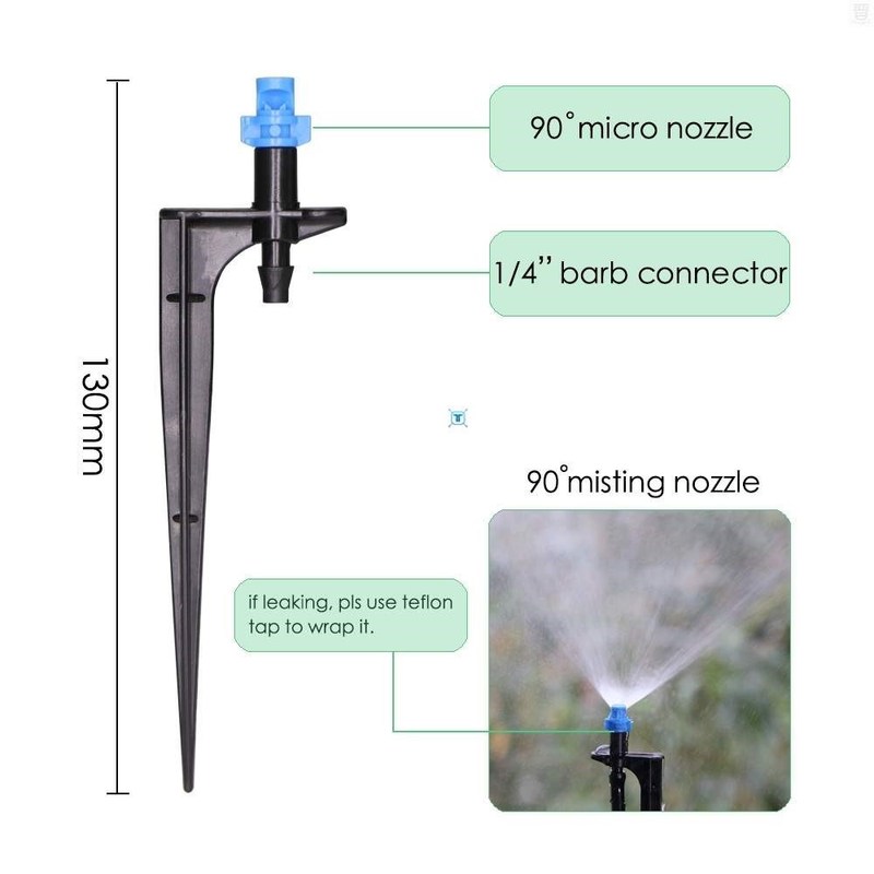 20PCS 90/180/360 Degrees Misting Nozzles on 10.7cm Stake