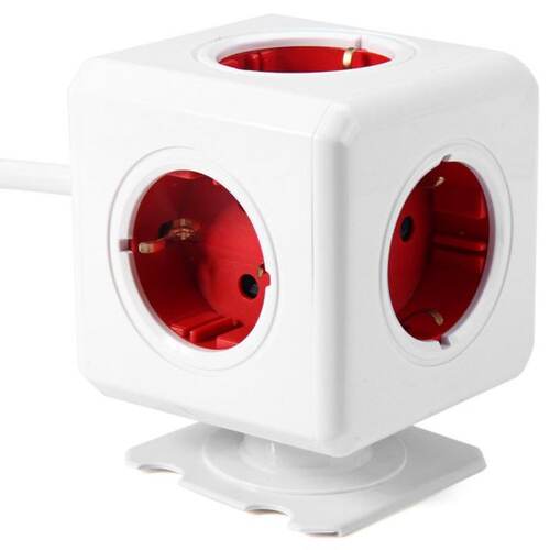 Extended PowerCube Socket EU DE Plug 5 Outlets Adapter with