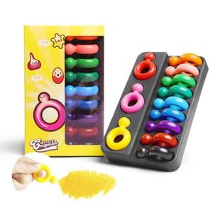 12 Colors Non-toxic Wax Ring Shape Crayons for Toddler Baby