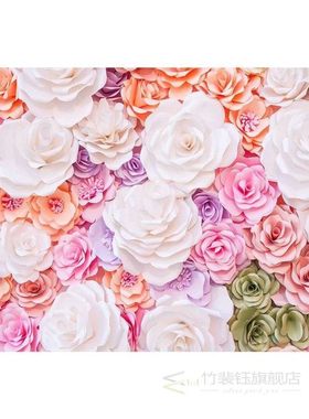 7x5ft Photography Backdrop 3D color pink paper flower wall g