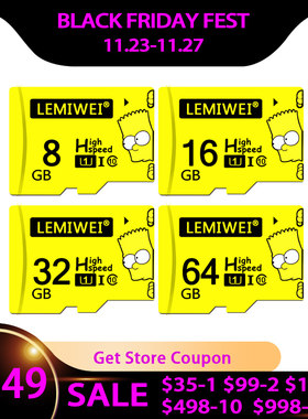 Bart Simpson Top Quality TF Card 8GB 16GB 64GB Class 10 Wate