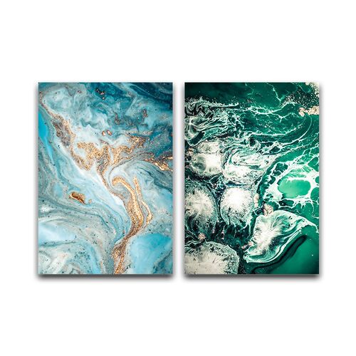 Green Blue Ocean River Fluid Abstract Wall Art Picture Canva