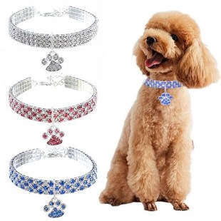Diamond Inlaid Pet Cat Collar Pets Shiny Crystal Elastic Cat