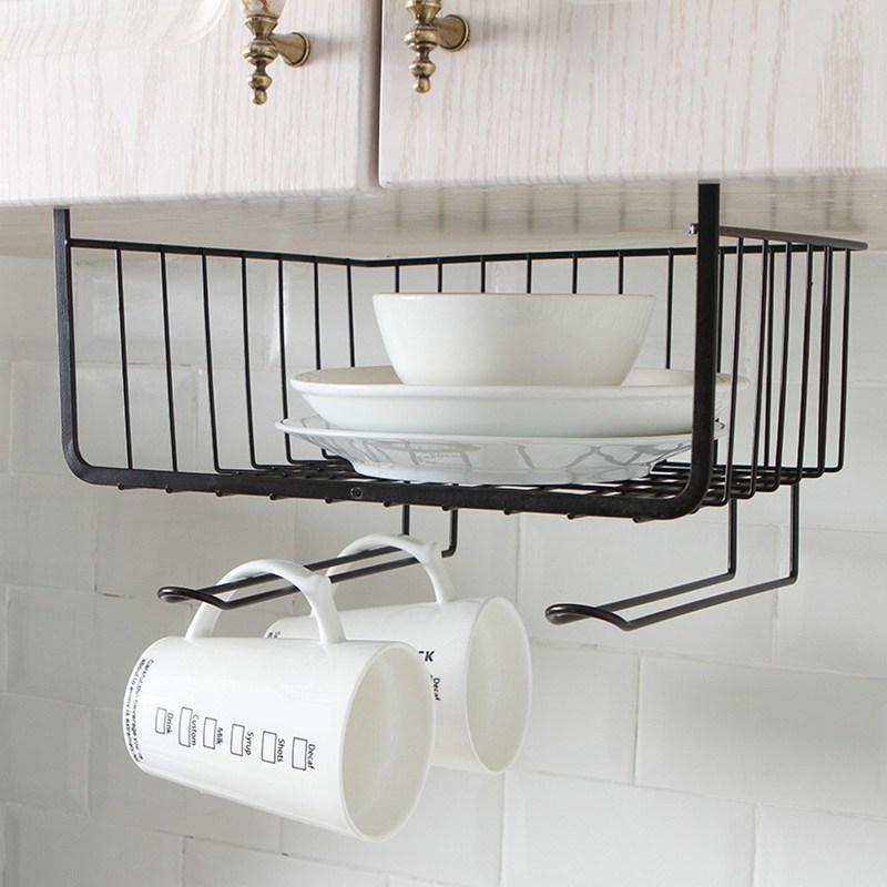 1PC Iron Cupboard Hanging Basket Closet Shelf Hook Cabinet