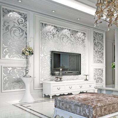 Luxury Damask Gold Silver Wallpaper For Walls 3D Non-woven W