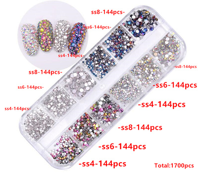 1440 pcs/lot Glass Rhinestones Crystals Strass Mixed Size DI