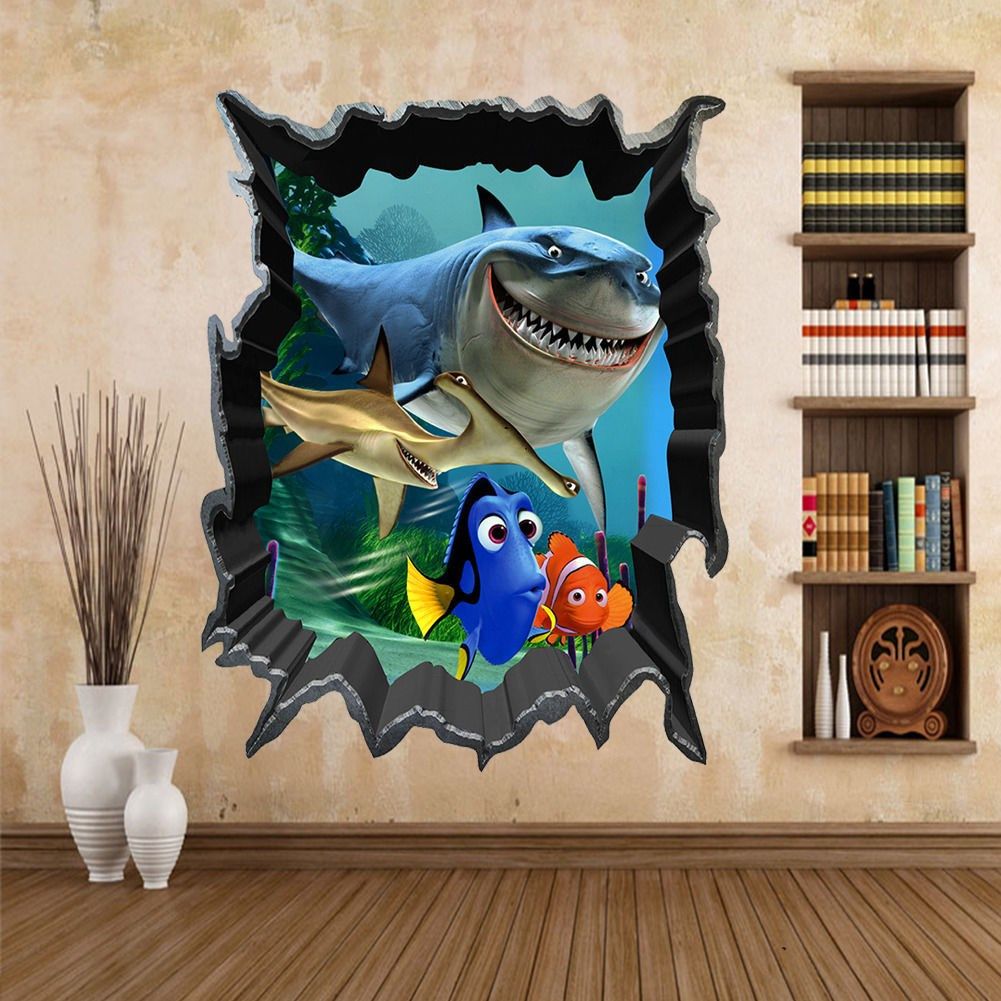 cartoon finding nemo wall stickers sea fish 3d view decals