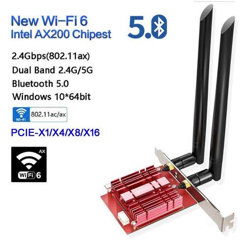 3000Mbps AX200 802.11AX Wifi 6 PCI-e Network Card Bluetooth