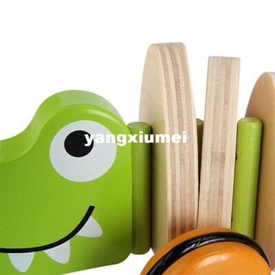 Baby wooden toys pull dog crocodile brinquedos early educati