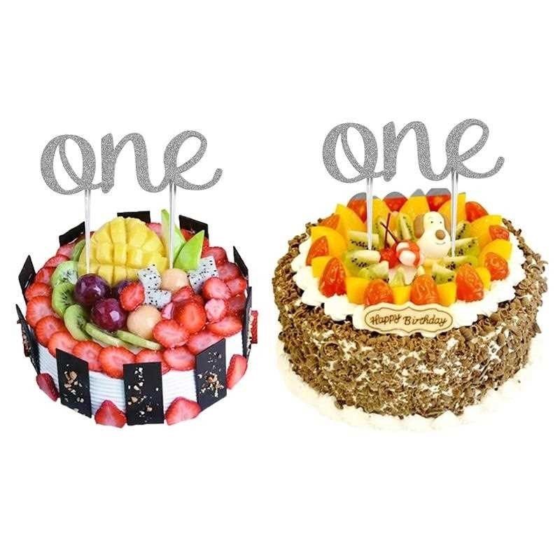 shiny creative letter one two-sided silver first birthday ca