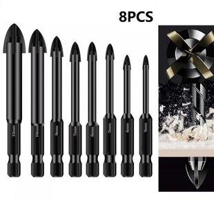 8Pcs Universal Cross Hex Tile Drill Bits Set For Glass Ceram