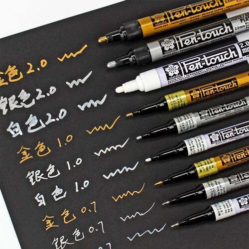 Permanent Metallic Marker Pens White Silver Gold Paint Pen