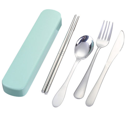 4 Pcs Reusable Cutlery Portable Tableware Set Chopsticks k S