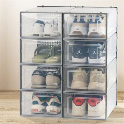 Plastic Sneakers Boxes Drawer Organizer Dustproof Storage Tr