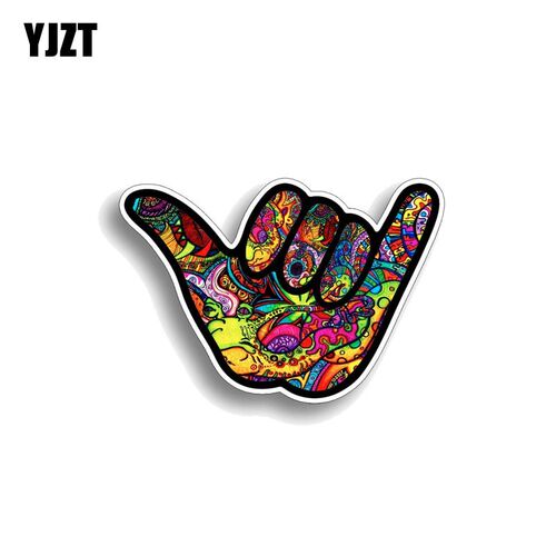 YJZT 12.7CM*8.9CM Shaka Hang Loose Graffiti Car Sticker Ref