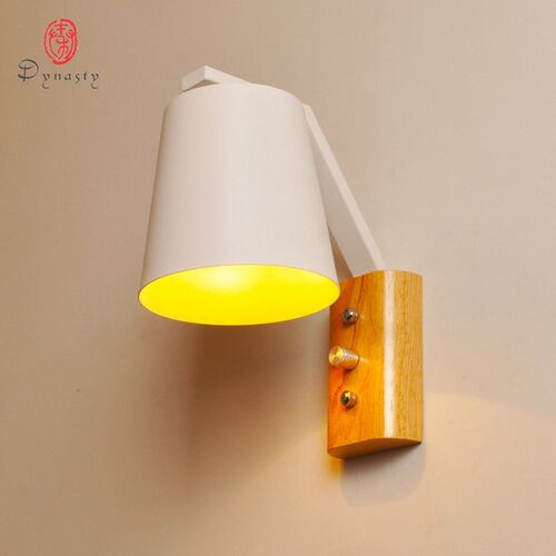 Contemporary Iron Wall Lamp Modern Wooden Art Decorative Oak