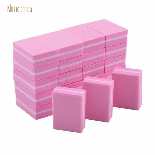 100pcs/pack Pink Nail File Block 100/180 Grit Mini Nail Buf