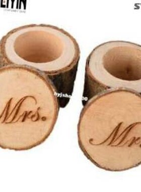 mantic 1Pair Mrs & Mr Wedding Ring Holder Wood Ring Pill