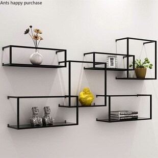 Wall Wrought Iron Shelf Home Storage Rack Living Room Shelf