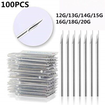100PCS Surgical Steel 14G 16G Piercing Needle Lot Sterile D